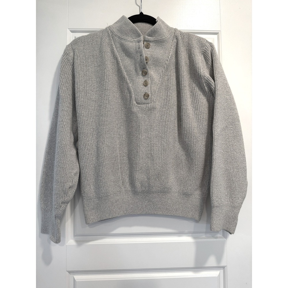 Vintage L.L. Bean Henley Fisherman Sweater Size Medium 90's Quarter Button